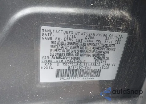 2017 Nissan Sentra Sv z USA, uszkodzony, nr VIN 3N1AB7AP2HL660660